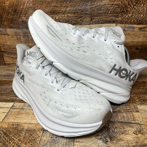 Hoka One One Clifton 9 Running Shoes Men Size 12 White Comfort Cushion Sneakers